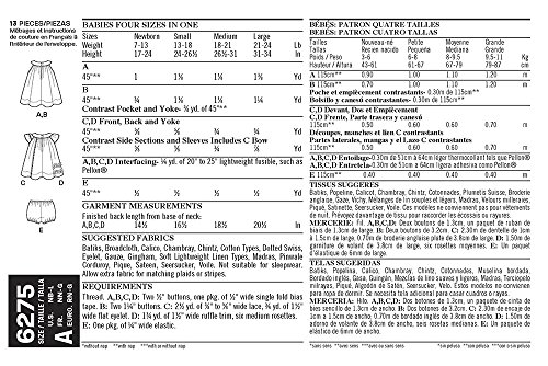 Simplicity Creative Patterns New Look 6275 Babies' Dress and Panties, A (NB-Small-Medium-Large)