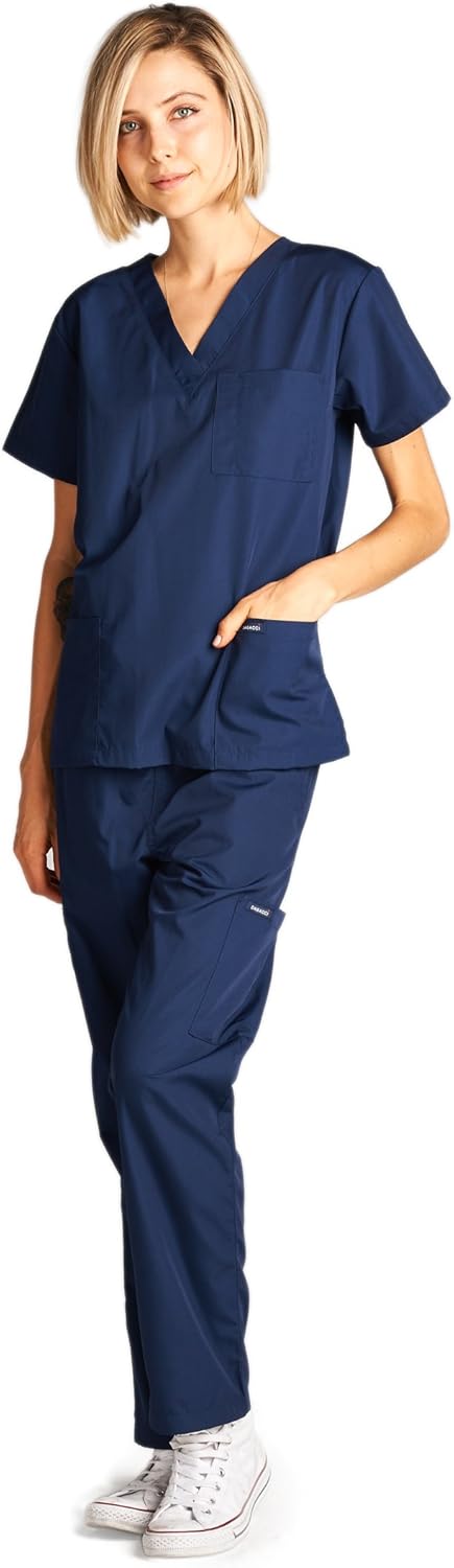 Dagacci Scrubs Medical Uniform Women and Man Scrubs Set Medical Scrubs Top and Pants: Medical Scrubs Apparel Sets: Clothing