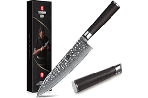 XINZUO Chef Knife 8 Inch 67 Layer Japanese VG10 Damascus Steel Kitchen Knife Hammered Finish High Carbon Japanese VG-10 Steel