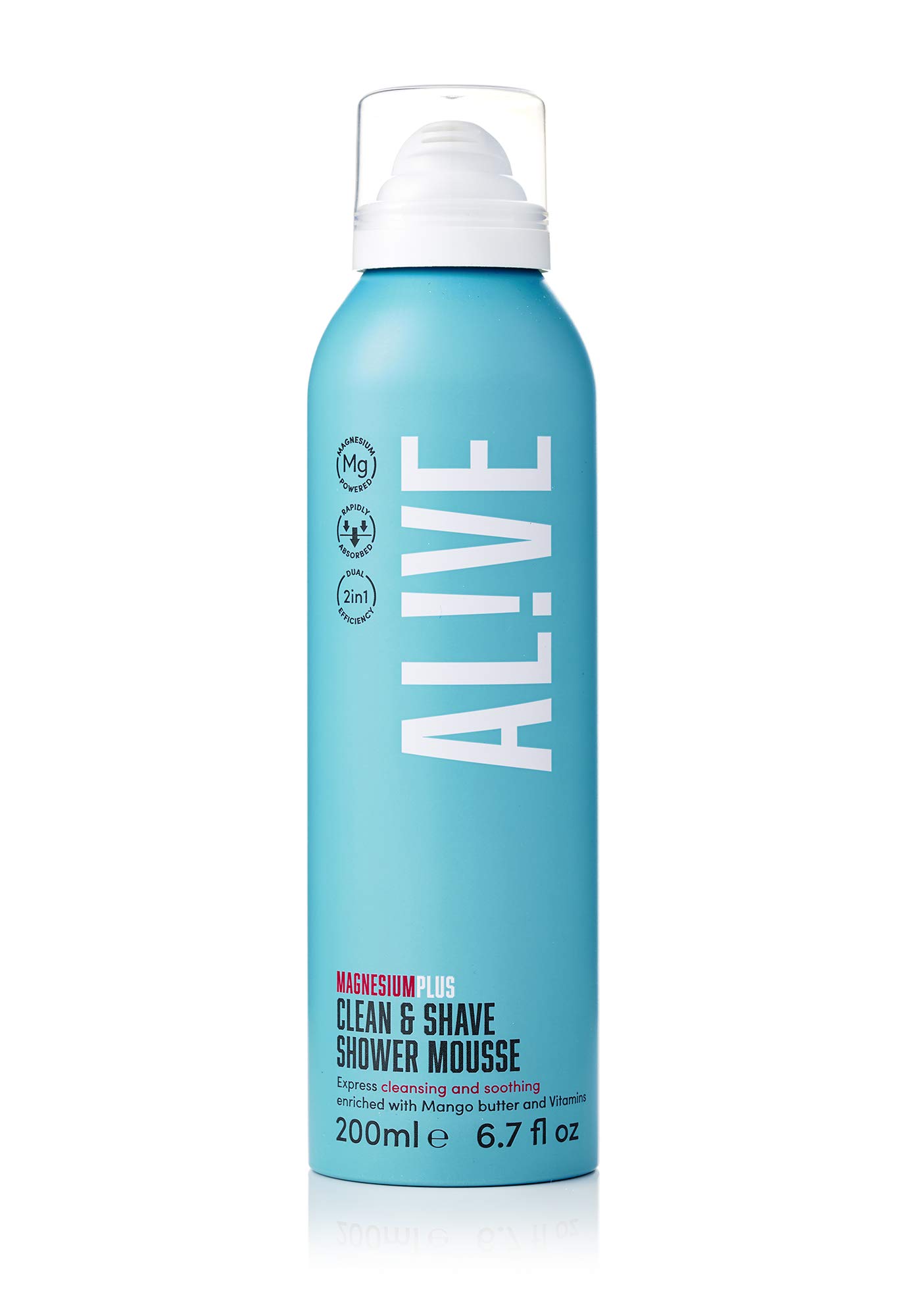 ALIVE Magnesium Plus Clean and Shave Shower Mousse, Men & Womens In-Shower Luxurious Moisturising Foam 200 ml