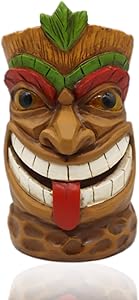 Adzt's Tiki Statue Head Solar Powered Outdoor Garden Decor Light,Garden Figurines for Outdoor Home Yard Décor 9'' Tall