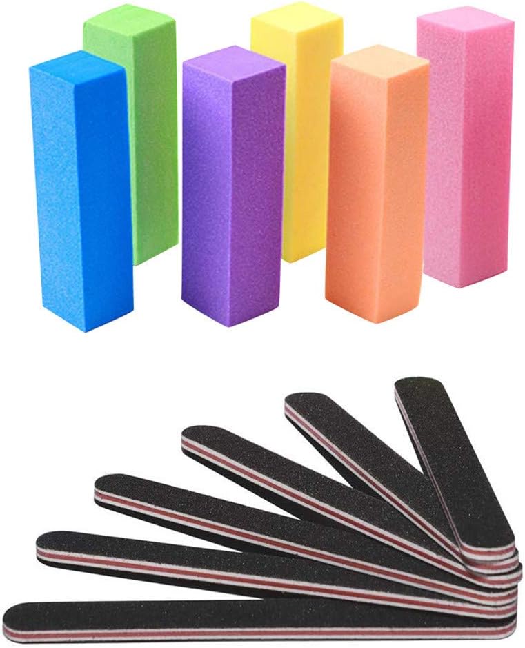 DDLmax Nail Files and Buffer, 12pcs/Set Professional Manicure Tools Kit Rectangular Art Care Buffer Block Tools