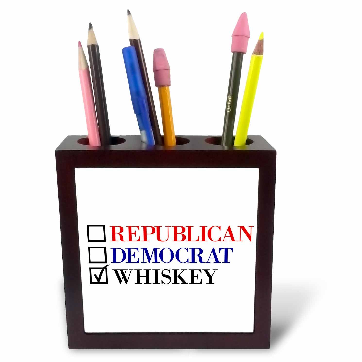 3dRose ph_253747_1 5-Inch Republican Democrat Whiskey Tile Pen Holder