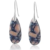Sriomu Natural Healing Stone Fishhoop Dangle Drop Earrings Statement Gold silver earrings