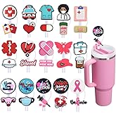 15Pcs Silicone Straw Covers Cap for Stanley Cup 20 30&40 Oz Cup, Medicals Nurse Straw Toppers for Stanley 40 Oz Tumbler 10mm 0.4in Lid Accessories