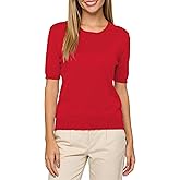 Joe Wenko Womens Short Sleeve Cotton Sweaters Casual Crew Neck Pullover Tops Basic Knit Blouse