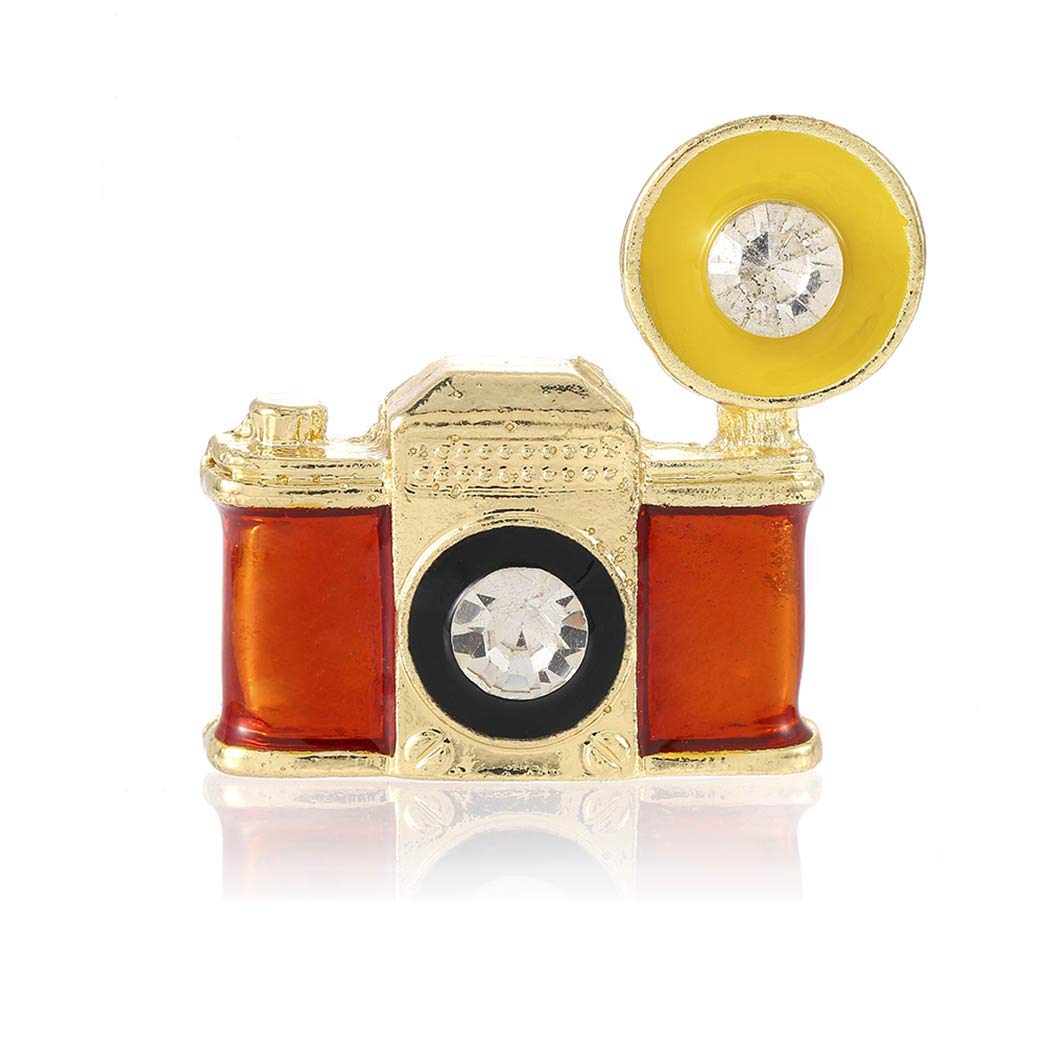 Bohend Vintage Crystals Brooches Retro Camera Model Pins Clip Buckle Rhinestone Broch Gifts Jewelry for Women and Girls