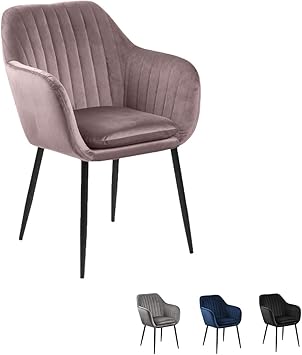 Nimara Samt Stuhl Mit Armlehne Stuhle Mit Armlehne Sessel Skandinavisches Design Armlehnstuhl Esszimmerstuhle In Mehreren Farben Grau Schwarz Blau Und Rosa Rosa Amazon De Kuche Haushalt