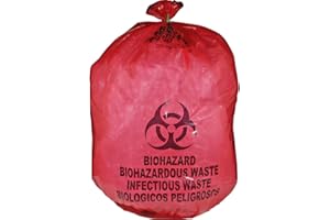 GENESEE SCIENTIFIC Red Biohazard Bags (25” x 35”, 200 Count) - 2 Mil Thick Autoclavable Waste Bags - Polypropylene Film Red Medical Bag w/English/Spanish Label & Steam Processing Indicator - Heavy-Duty Laboratory Bags