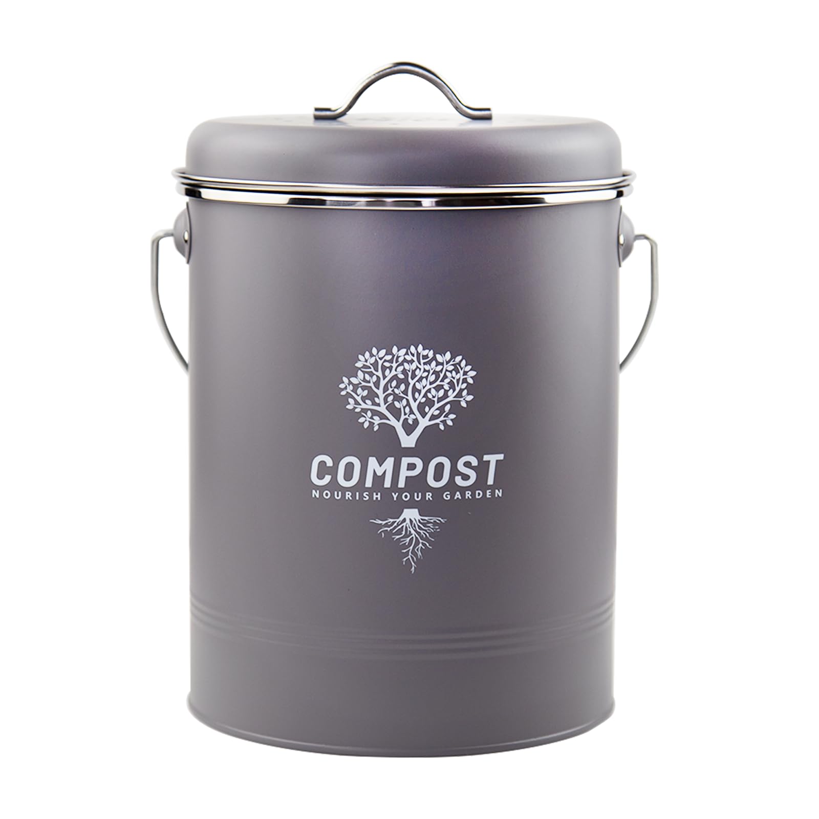 Photo 1 of Holismo Kitchen Countertop Compost Bin, Odor Resistant Indoor Compost Bin with Lid and Charcoal Filter, Rust Resistant Coated Compost Bucket, Compost Container, Gray