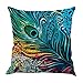 Qinqingo Colorful Peacock Feather Throw Pillow Case Cushion Cover Home Sofa Decor Toss Pillow Pillowcases (Set of 4)
