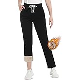 TACVASEN Women's Fleece Lined Sweatpants Winter Thermal Thick Sherpa Pants with Pockets Warm Cotton Athletic Lounge Casual