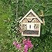 B&P Bee House, Natural Wooden Insect House Garden Bug Hotel, Perfect Shelter for Bees,Butterflies and Ladybugs, Size 8.66 x 7.48 x 2.76 inch