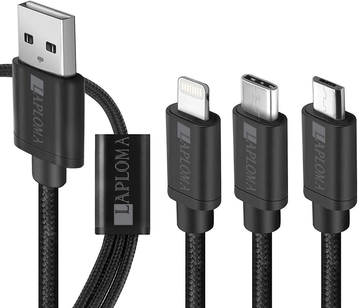 Laploma 3 in 1 USB Cable for I Phone,Android and Type c Charging