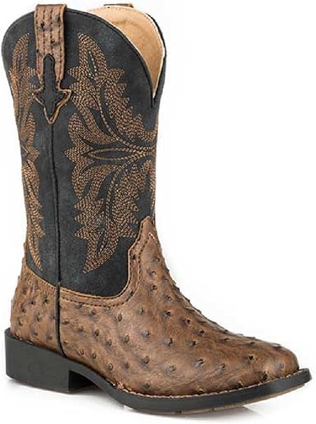 ostrich skin square toe boots