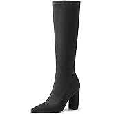 NEWBELLA Women's Suede Knee High Boots - Comfortable Chunky Heel Boots with Side Zipper, for Fall & Winter Fashion