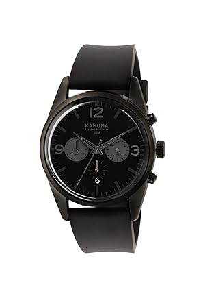 Mens Quartz Watch with Black Dial Chronograph Display and Black Silicone Strap KCS-0010G (made in U.K)