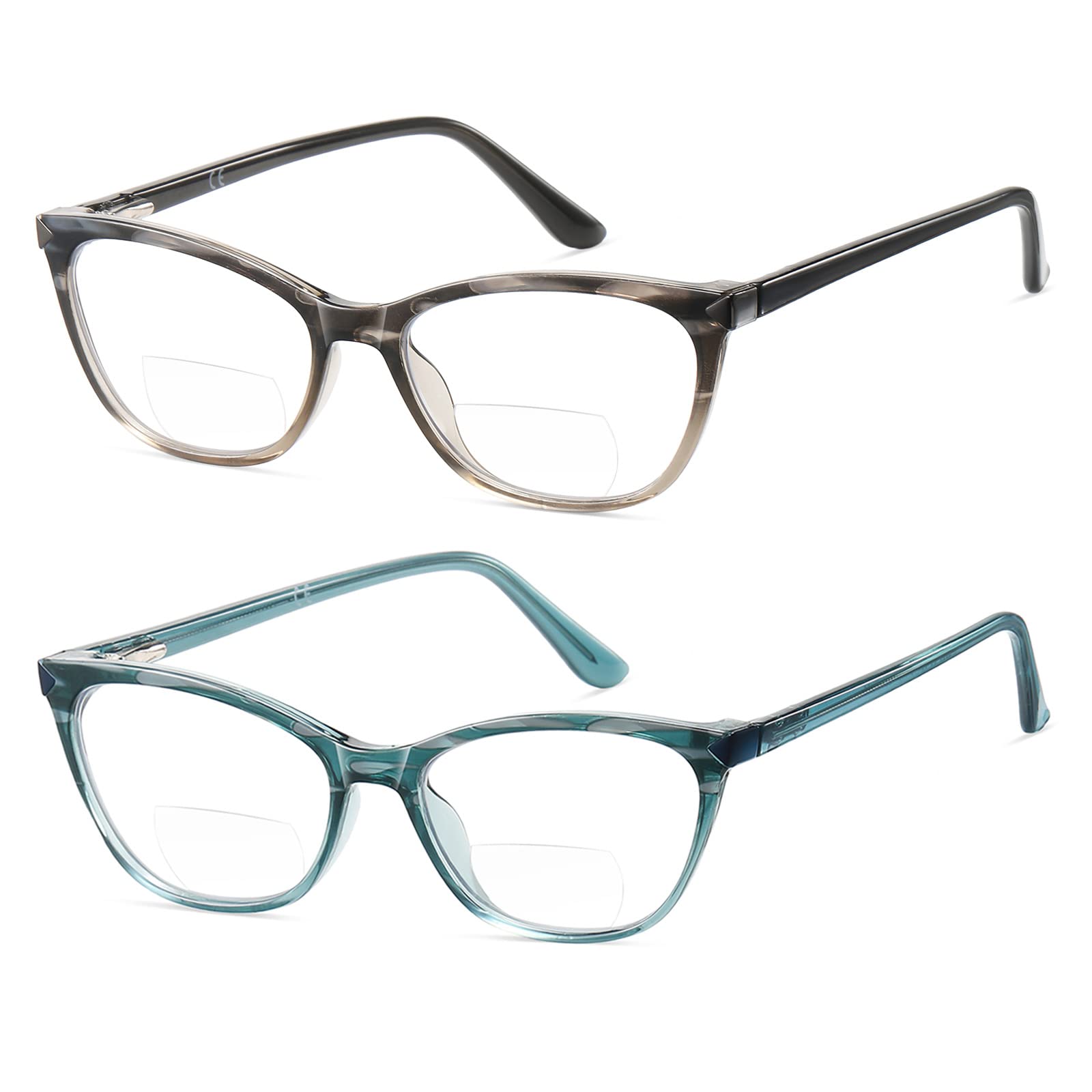 Photo 1 of Kafirlo Bifocal Reading Glasses Women Cat Eye Blue Light Blocking Computer Readers Clear Upper No Line Wide Full Frame Cateye Progressive Eyeglasses Designer Cheater Stylish Lightweight Eyewear +1.00