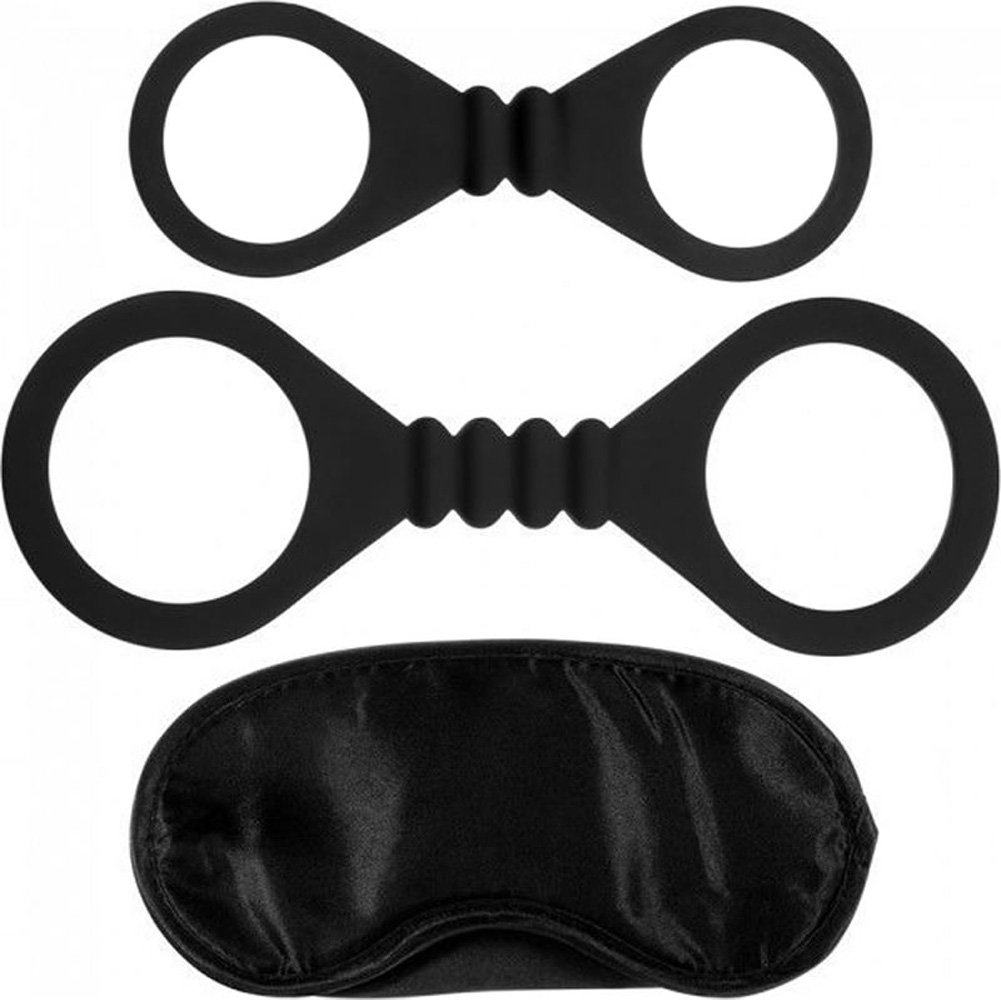 Me You Us – Bound to Please Bondage Kit | Blindfold, Wrist & Ankle Cuffs | Black Silicone Restraints, One Size | Comfortable, Secure & Discreet Fetish Set