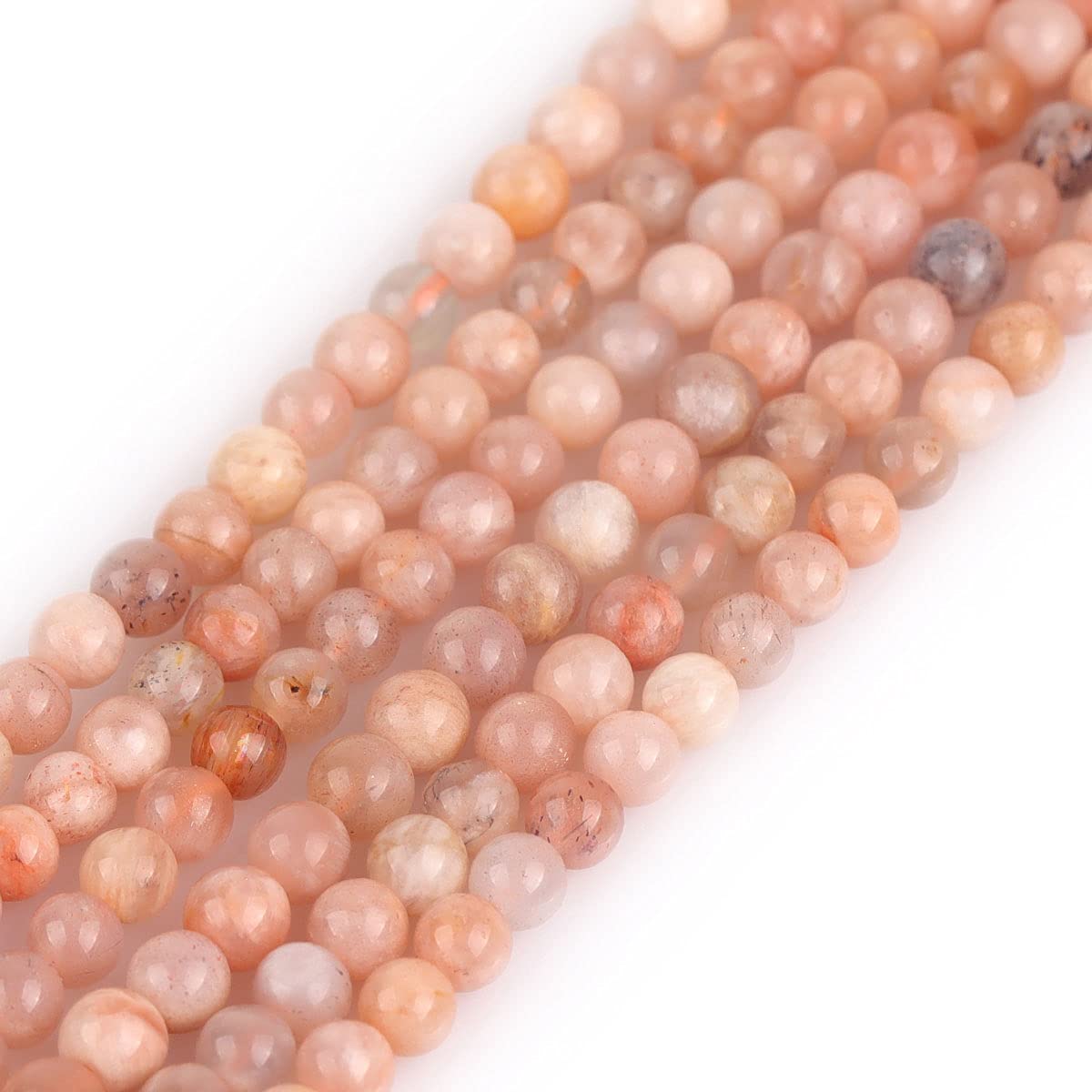 GEM-Inside Natural 4mm Sun Stone Round Gemstone Semi Precious Loose Beads for Jewellery Making 15'' — image 1