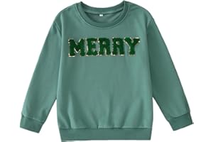 KEKEMI Kid Boy Girls Merry Christmas Sweatshirts Glitter Patch Merry Shirts Xmas Pullover Shirt Holiday Tops Winter Clothes