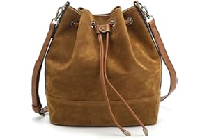 AFKOMST Leather Bucket Bags and Drawstring Crossbody Purse for Women Medium Tote and Hobo Handbags with 2 Shouder Straps