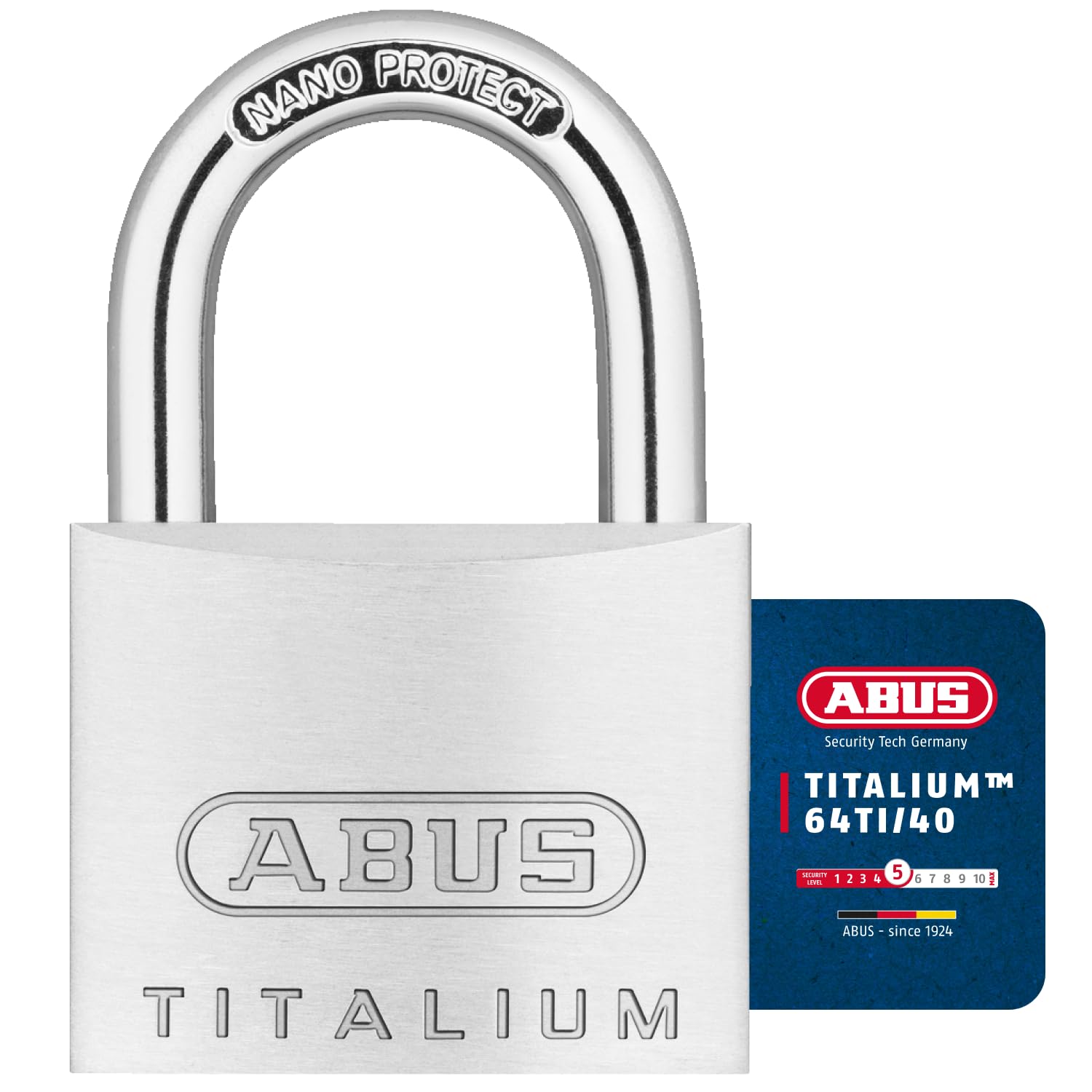 ABUS Titalium 64TI/40 Padlock - Set of 4, keyed Alike - Basement Lock with Lock Body Made of Special Aluminium - Hardened Steel Shackle - ABUS Security Level 5