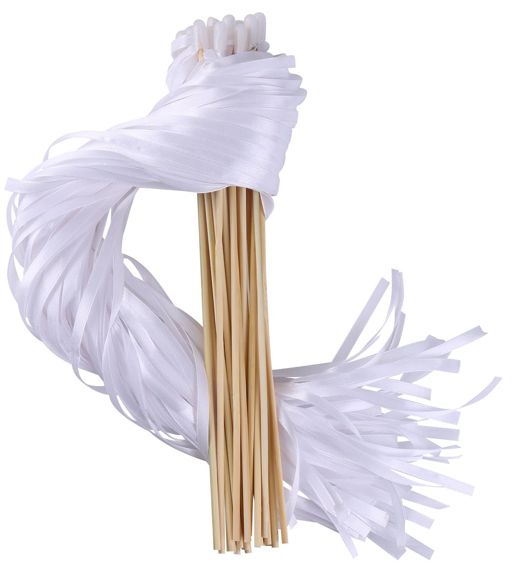 Photo 1 of Wishprom Ribbon Stick Wands Streamers for Wedding Party Favor (White-30PCS)