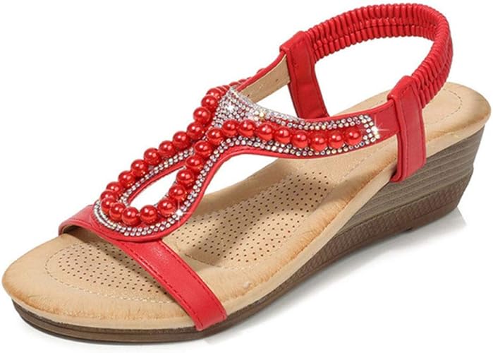 red wedge sandals uk
