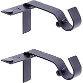 Kenney Fast Fit 5/8" No Measure Curtain Rod Brackets, Matte Black