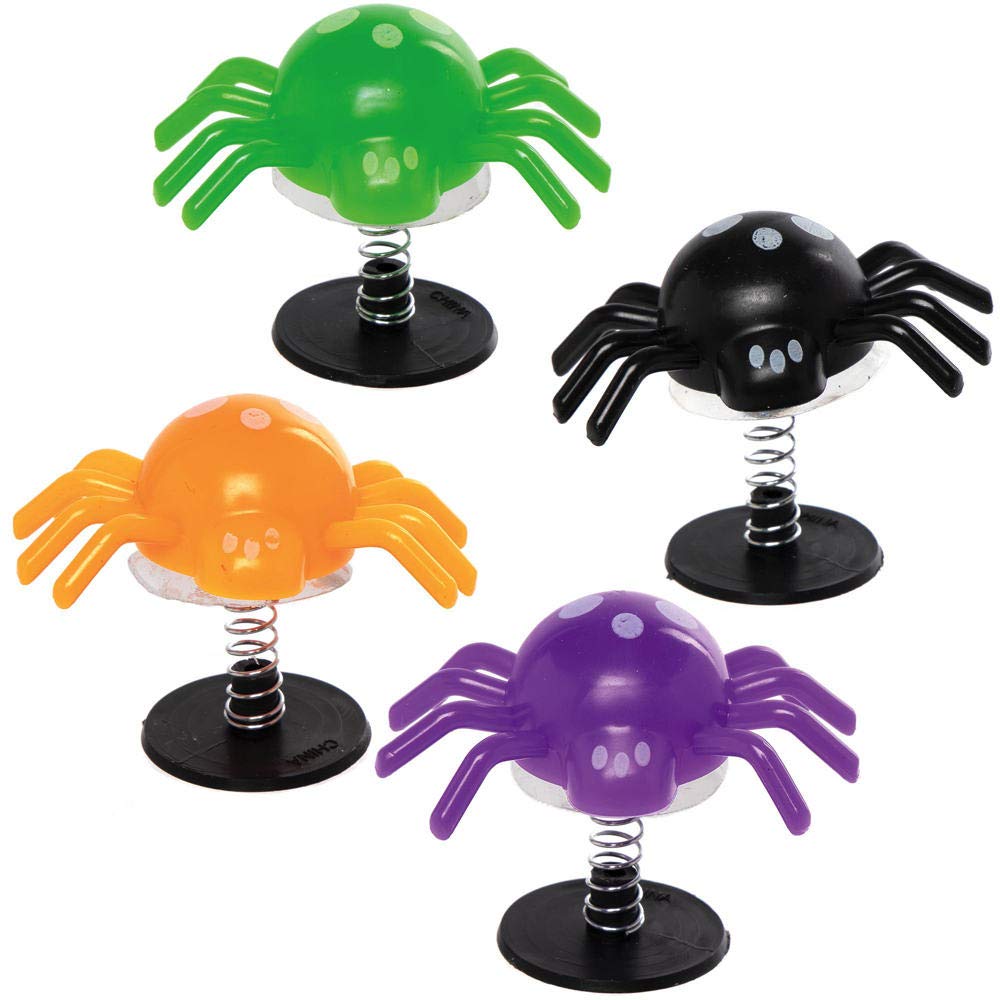 Baker Ross AX373 Spider Jump Up Toys - Pack of 8, Popping Toy For Kids Halloween Party Bag fillers and Trick or Treating Gifts