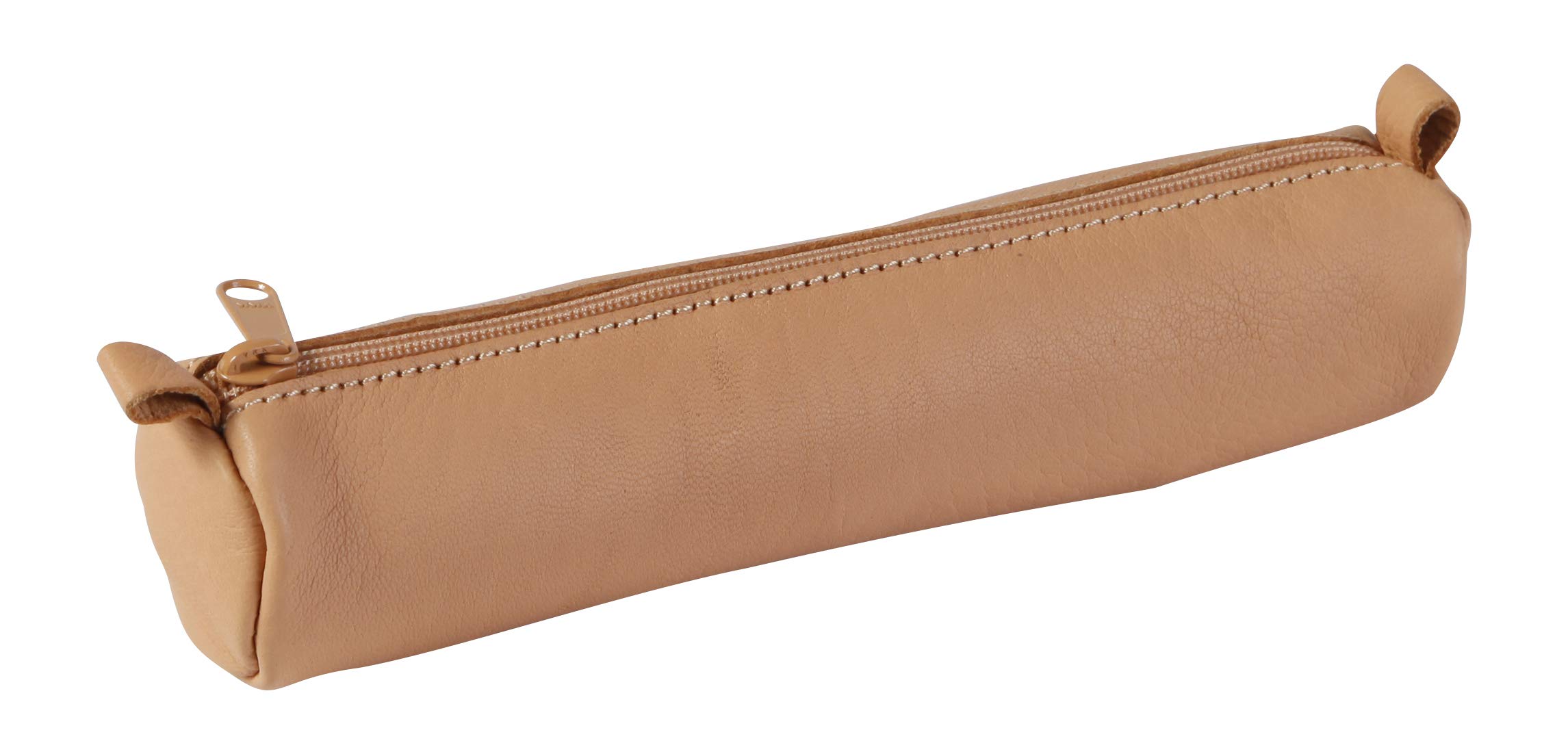 Clairefontaine 8303C - One Round Schoolbag - Dimensions: Ø3,5x18 cm - Made of Genuine Lambskin Leather - Beige Colour - Multi-Functional - Practical + Durable