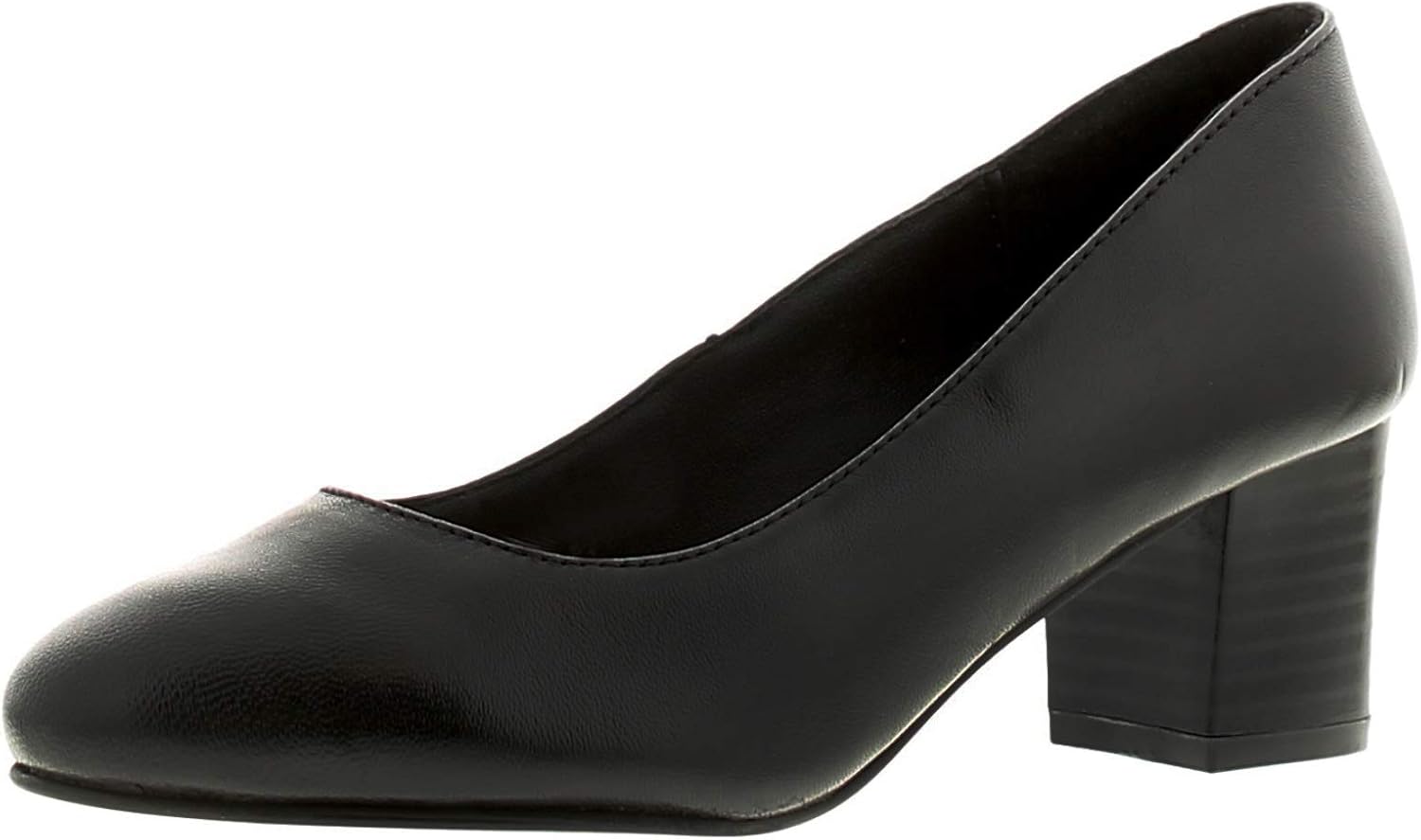 plain black leather court shoes