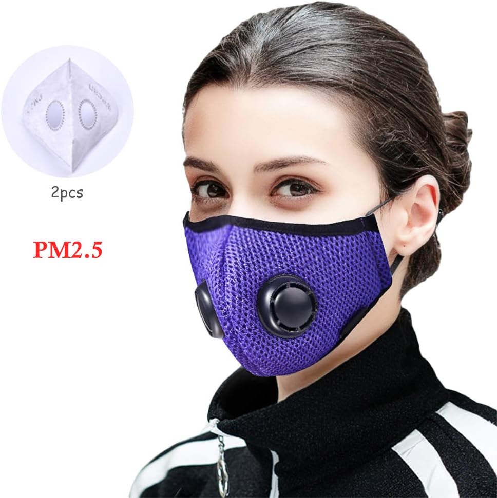 Twakom N95 mask, 5-layer pollution mask for men and women Reusable air filter mask made of cotton with breathing valve for anti-fog dust pollen