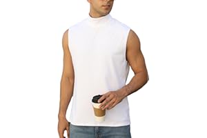 iudam Mens Mock Turtleneck Tee Shirts Sleeveless Casual Basic Slim Fit Knitted Pullover Tank Tops