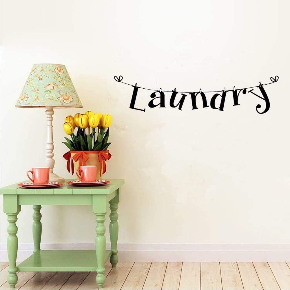 Yosoo Laundry Room Quote Wall Sticker Removable Wall Decals DIY Vinyl Art Mural Home Wall Decoration, Black