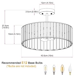 Chrome Crystal Ceiling Light, Modern 16 inch Semi