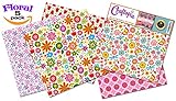 Craftopia's Flower Floral Pattern Self Adhesive Vinyl Sheets | 4+1 Assorted Vinyl Pack for Cricut, Silhouette Cameo, Craft Cutters, Printers, Letters, Decals