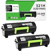 WEYNUONY 52D1H00 521H Toner Cartridge Black High Yield 25,000 Pages 2 Pack | Compatible for Lexmark MS810 MS810n MS810dn/de MS811 MS811n MS811dn/dtn MS812 MS812dn/de MS710 MS710n MS711 MS711dn Printer