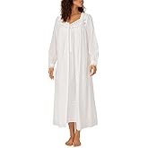 Eileen West Queen Anne’s Lace Womens Sleepwear & Loungewear - Heirloom Dream Collection - 100% Cotton Longsleeve Long Robe