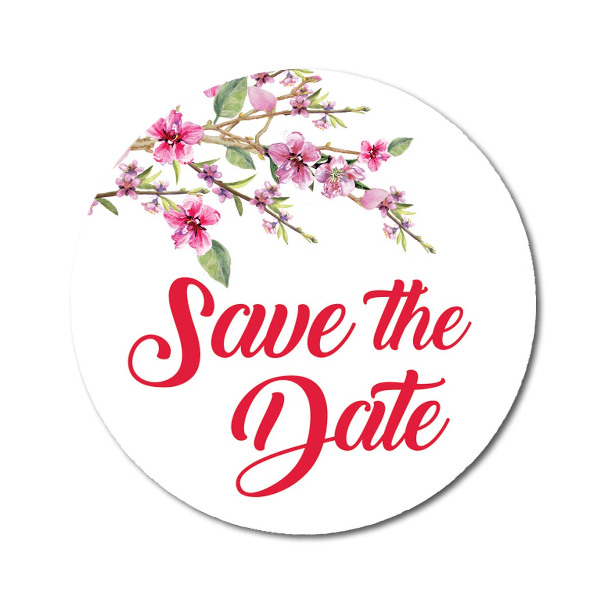 Darling Souvenir Round 1.6 Inches White Blossom Save The Date Stickers Envelope Seals-45 Pcs