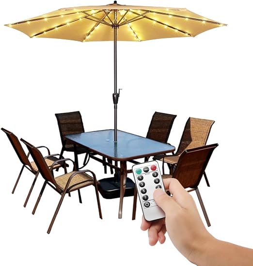 Patio Umbrella Lights Cordless Fairy String Lights With Remote Control 8 Brightness Mode Led Umbrella Pole Light Wireless Battery Operated Waterproof For Umbrella Outdoor Garden Decoration Warm White Amazon Com