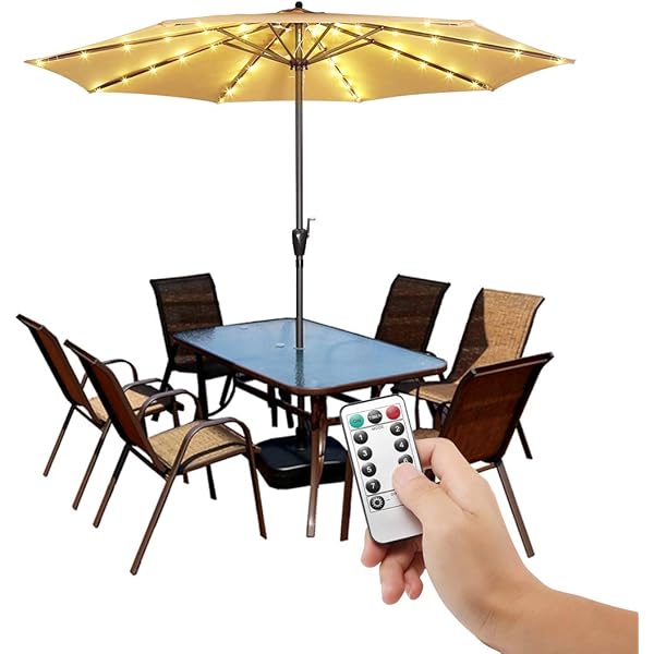 Amazon Com Blue Star Group Brella Lights Patio Umbrella Lighting System With Power Pod 8 Rib White Garden Outdoor