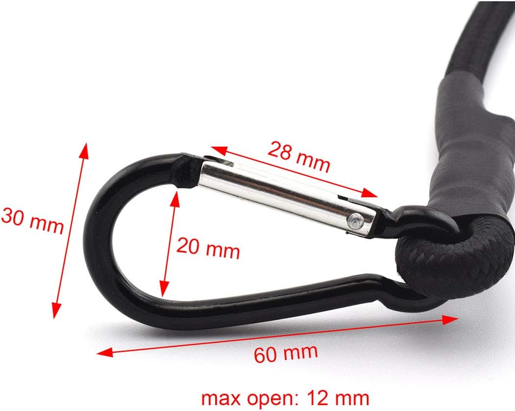SDTC Tech 24 Inch Bungee Cord with Carabiner Hook | 4 Pack Superior Latex Heavy Duty Straps Strong Elastic Rope Locks onto Anchor Points of Luggage Rack/Cargo/Camping/RV/Hand Carts etc.: Automotive