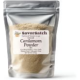 SavorSatch Ground Cardamom Powder &ndash; 4 oz Stand-Up Resealable Pouch | Fresh Green Cardamom | Certified Kosher, Non-GMO | Aromatic Spice for Baking, Cooking, Chai &amp; Desserts