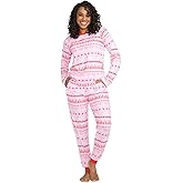 Tipsy Elves Women's Matching Pajama Sets - Black Late Night Snowfall Loungewear for Photos and Events