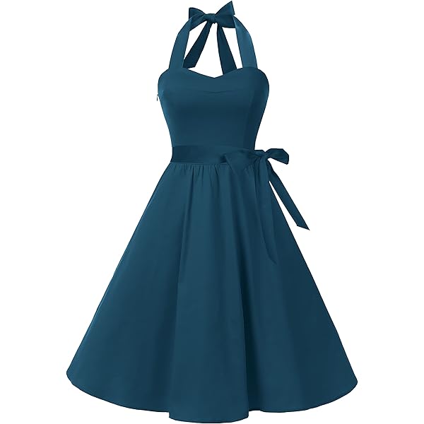 1950s Halter Dresses for Women Vintage Button Lapel Swing Dresses 50s 60s  Purple Pin Up Dresses Audrey Hepburn Rockabilly Dresses with Pockets  Lavender Small at Amazon Women's Clothing store