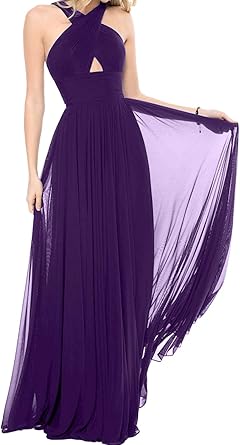 Topkleider Vestido Largo De Noche Para Mujer De Gasa Color Azul Real 2019 Morado 56 Amazon Es Ropa Y Accesorios