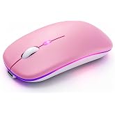 AZTZATZ Wireless Bluetooth Mouse, Rechargeable Computer Mouse, Pink | Dual Mode - BT5.2 &amp; 2.4G,Long Lasting,Silent RGB LED Mice,Slim Portable Mouse for Laptop,PC,Tablet,MacBook,iPad,Apple Devices