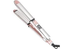 Rozamor 2-in-1 Titanium Ionic Flat Iron,Professional Hair Straightener & Curler, Fast Heating, Dual Voltage, Pink, for All Hair Types